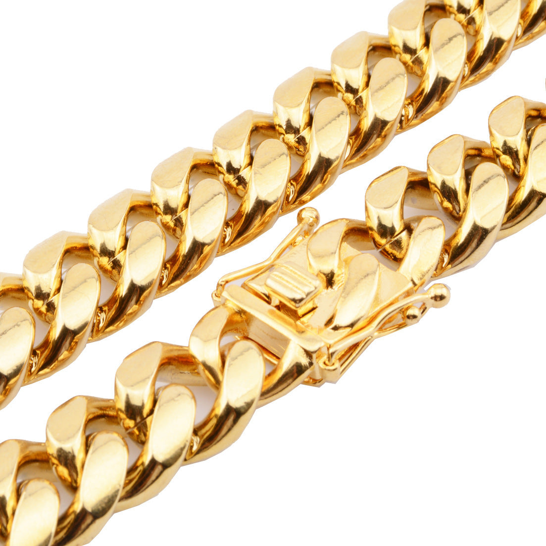 Hot Stainless Steel Link Gold Miami Cuban Border Chain Men Women Jewelry Necklace Or Gift Bracelet