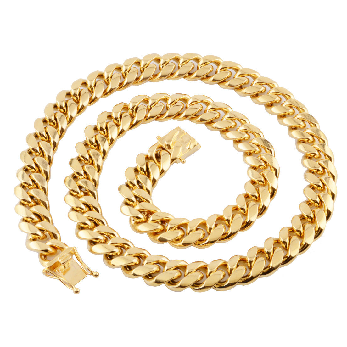 Hot Stainless Steel Link Gold Miami Cuban Border Chain Men Women Jewelry Necklace Or Gift Bracelet